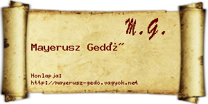 Mayerusz Gedő névjegykártya